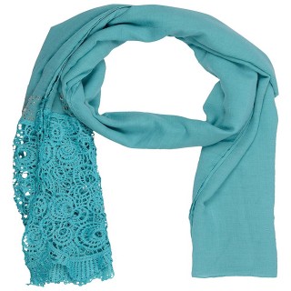 Designer Cotton Plain Women's Stole - Sky Blue